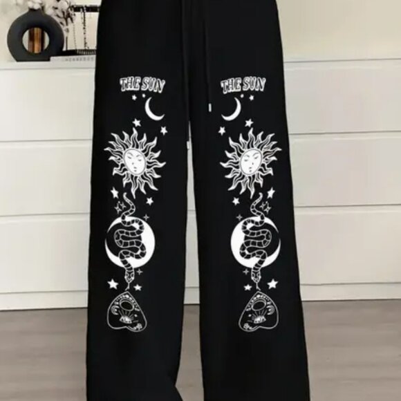 Witchy Goth Tarot Black And White 2 XL Joggers Pants - Picture 1 of 4